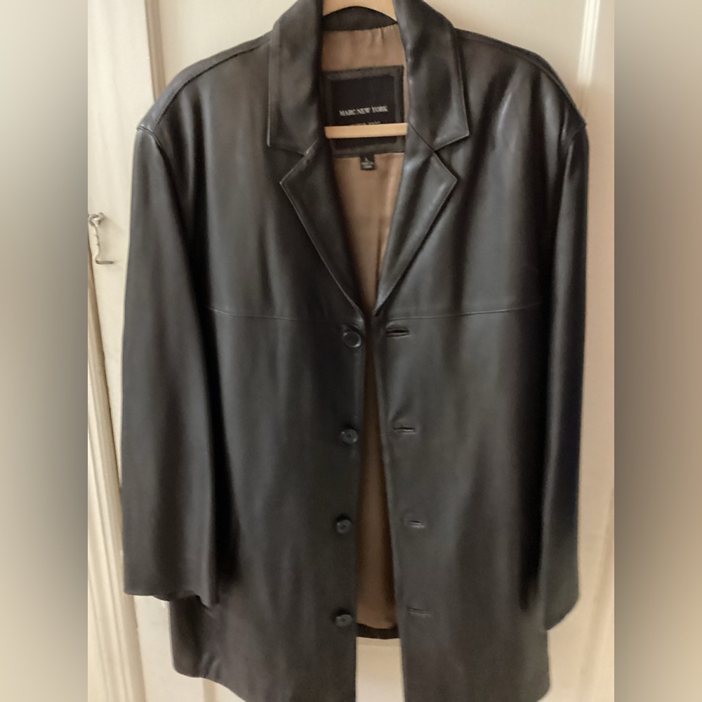 Men’s Marc New York Andrew Marc Brown Leather Blazer Jacket-Size L- Pre-Owned